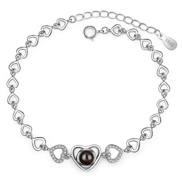 Custom Heart Charm Hidden Photo Bracelet - Image 6