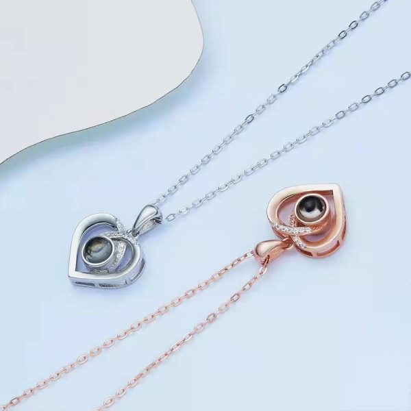 Custom Heart Cubic Zirconia Hidden Photo Necklace - Image 3