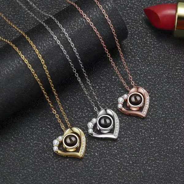 Custom Heart Mini Zircon Hidden Photo Necklace - Image 5