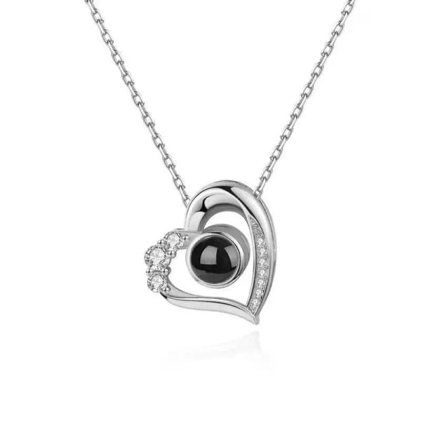 Custom Heart Mini Zircon Hidden Photo Necklace - Image 3
