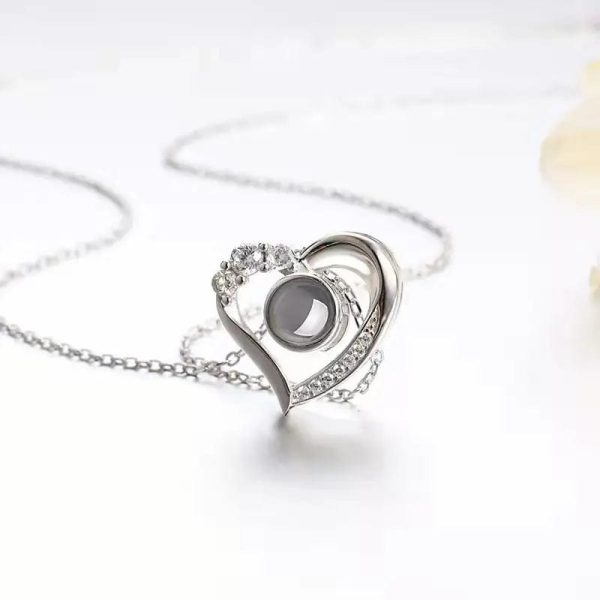 Custom Heart Mini Zircon Hidden Photo Necklace - Image 2
