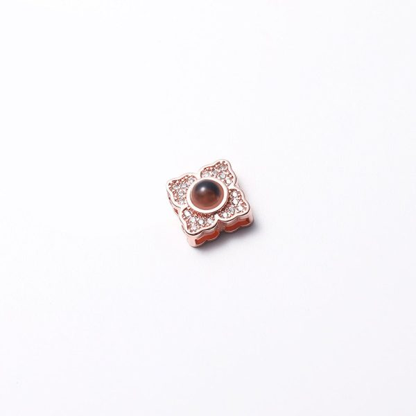 Custom Hidden Photo Projection 4 Petal Flower Necklace - Image 6