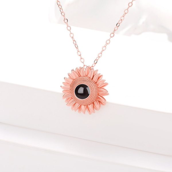 Custom Hidden Photo Projection Bloom Sunflower Necklace - Image 5