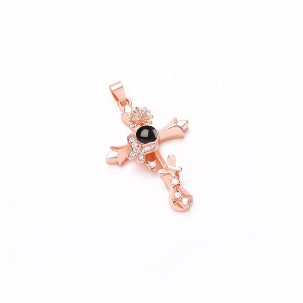 Custom Hidden Photo Projection Butterfly Cross Necklace - Image 7