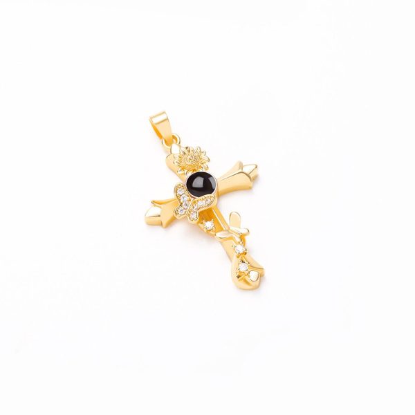Custom Hidden Photo Projection Butterfly Cross Necklace - Image 6
