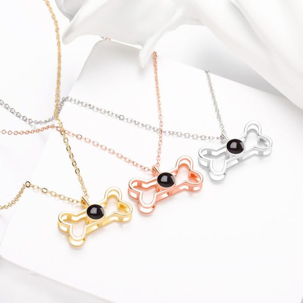 Custom Hidden Photo Projection Dog Bone Necklace - Image 3