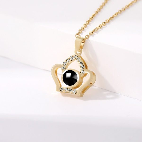 Custom Hidden Photo Projection Embellished Imperial Crown Necklace - Image 3