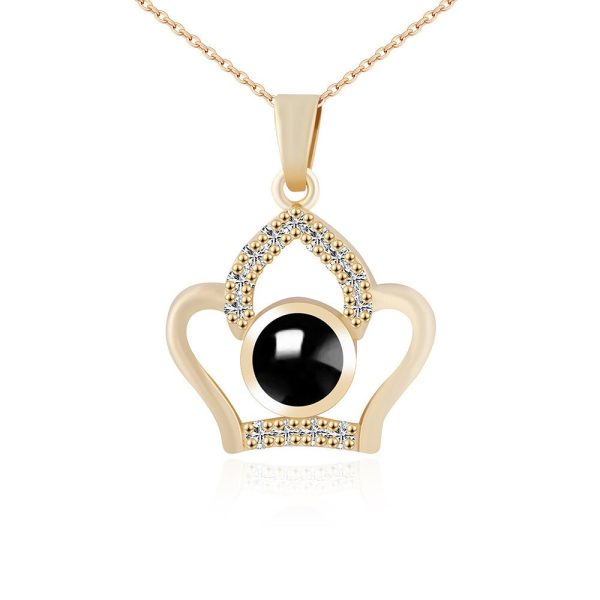 Custom Hidden Photo Projection Embellished Imperial Crown Necklace - Image 4