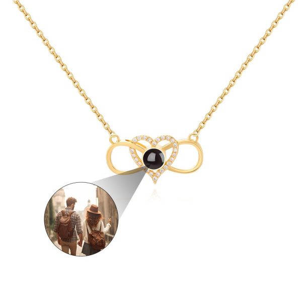 Custom Hidden Photo Projection Infinity Heart Necklace - Image 3