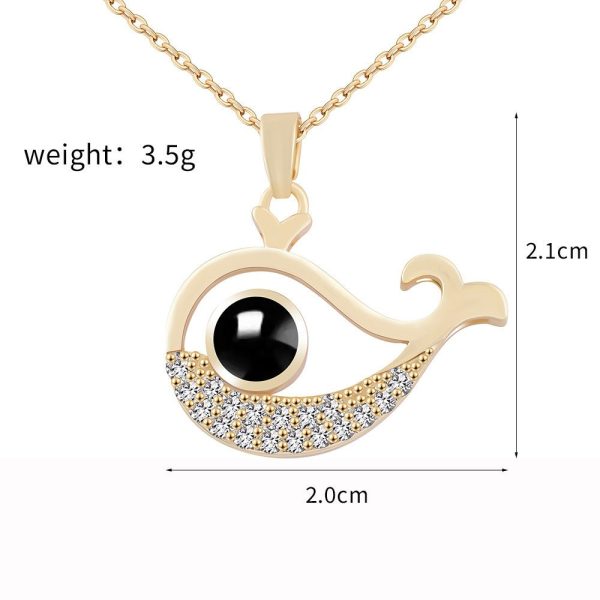 Custom Hidden Photo Projection Mini Whale Necklace - Image 2