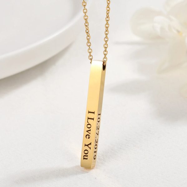 Custom Name Vertical Bar Necklace - Image 6