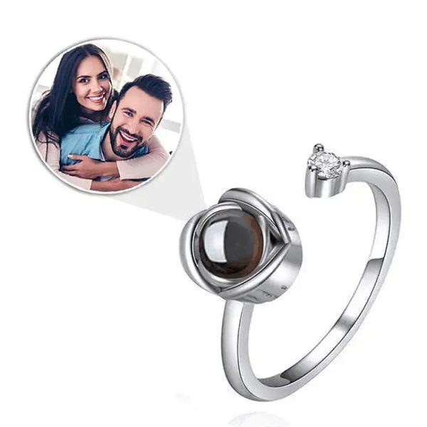 Custom Photo Projection Adjustable Flower Ring - Image 2