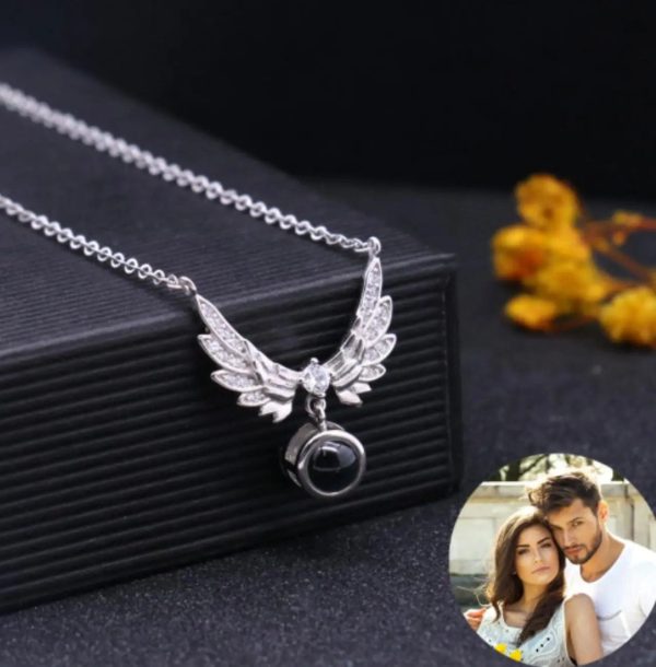Custom Photo Projection Angel Wings Necklace - Image 2
