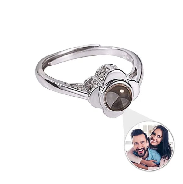 Custom Photo Projection Four Petals Flower Ring - Image 2