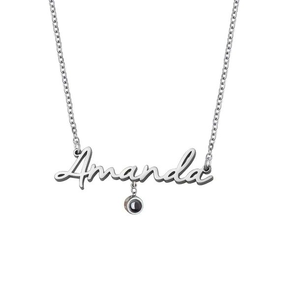 Custom Photo Projection Name Zircon Gem Necklace - Image 2
