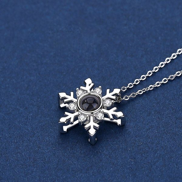 Custom Photo Projection Snowflake Pendant Necklace - Image 3