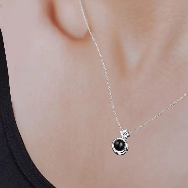 Custom Photo Projection Tiny Diamond Zircon Gem Necklace - Image 3