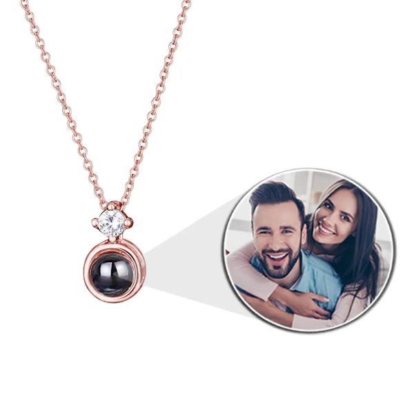 Custom Photo Projection Tiny Diamond Zircon Gem Necklace - Image 4